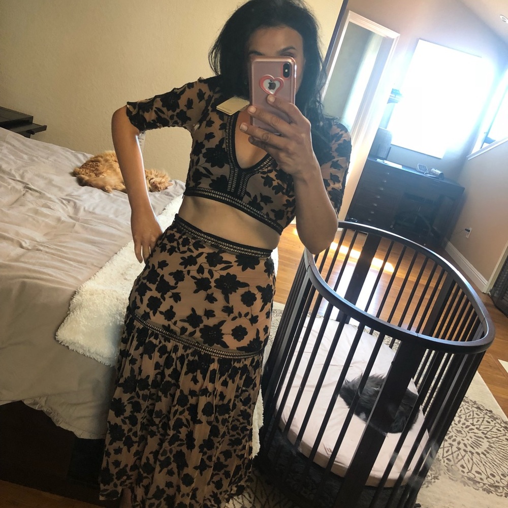 NWTs For love and Lemons Crop Top and Skirt Set